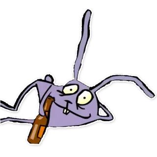 🍺 ce6cfe7d cartoon, animal, rabbit, drunk, alcohol, bottle, crazy telegram sticker