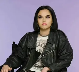 🥑 3554f4e4 wanita, jaket kulit, potret, orang, rambut hitam whatsapp sticker