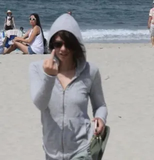 🖕 36b9df98 middle finger, gesture, offensive, beach, woman telegram sticker