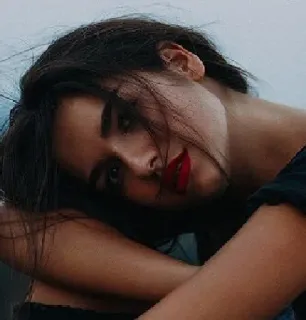 😑 51be29e4 女人, 肖像, 美丽, 化妆, 红色口红, 女性 telegram sticker