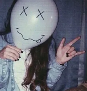 🤘 ddda006b 气球, emo, scene, 摇滚, 恶魔角, 手势 telegram sticker