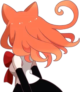 😒 5569d954 ragazza anime, orecchie da gatto, cartone animato, carino, capelli, arancione, fiocco telegram sticker