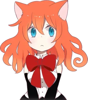 😒 c64a8881 Anime, Ragazza gatto, Kawaii, Chibi, Carino, Cartone animato, Capelli rossi, Grandi occhi telegram sticker