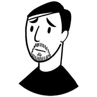 😔 84791235 เศร้า, ผู้ชาย, การ์ตูน, หนวดเครา, ภาพประกอบ, หดหู่ telegram sticker