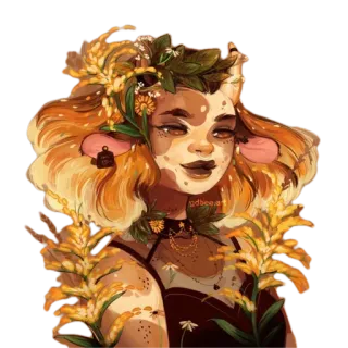 🌾 ff5c050c ファンタジー, 女性, 花, アート, イラスト, デジタルアート, 美的 telegram sticker