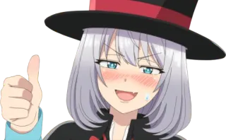 👍 0f98b13f animé, fille, chapeau, pouce levé whatsapp sticker