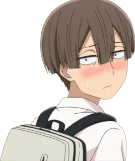 😳 6bb131c7 animé, personnage, nerveux, gêné, écolier, dessin animé, illustration whatsapp sticker