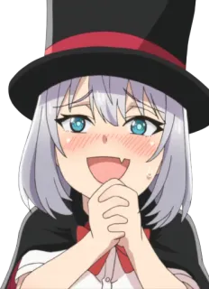 🥰 773e7d15 fille anime, mignon, chapeau, rougissant, joyeux whatsapp sticker