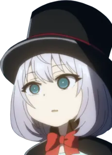 😮 86bce545 animé, fille, chapeau, nœud, mignon, personnage whatsapp sticker