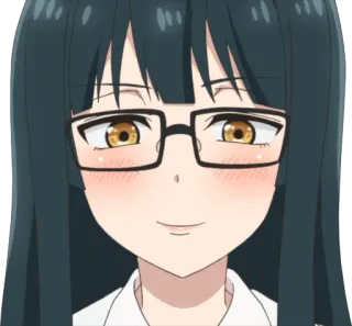 😊 a425614e Anime, Fille, Lunettes, Mignon, Souriant, Dessin animé whatsapp sticker