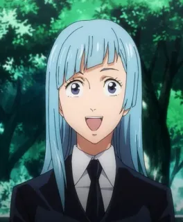 😋 2f4b3de2 anime, woman, blue hair, tie, portrait telegram sticker