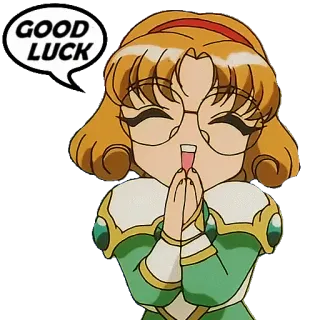 😇 51d6a722 GOOD LUCK Viel Glück, Anime, Cartoon, Figur, Gruß, Ermutigung telegram sticker