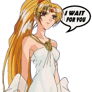 ✋ f0deafdd I WAIT FOR YOU Anime, Mädchen, Warten, Blond, Sprechblase telegram sticker