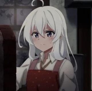 🤨 4a10d133 anime, chica, pelo blanco, delantal, linda telegram sticker