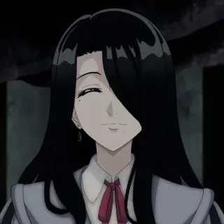 😇 4b7e6547 anime, mujer, personaje, pelo largo, pelo negro, sonriendo telegram sticker