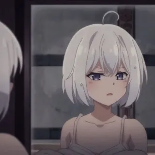 🤨 a159e6cc Anime, Chica, Linda, Ilustración, Espejo, Reflejo telegram sticker