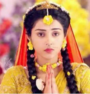 👏 b3004d08 phụ nữ, trang phục truyền thống, Ấn Độ, trang sức, chân dung, bím tóc, sùng đạo telegram sticker