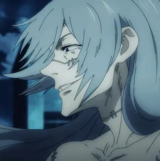 🕸 06d84b04 Mahito Jujutsu Kaisen Anime, Schurk, Vloek, Steken, Blauw haar whatsapp sticker