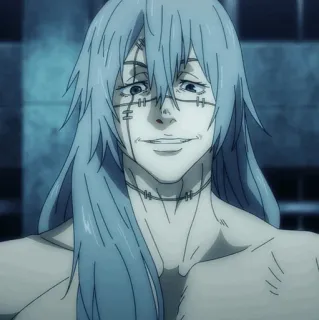 🕸 146634bd Mahito Jujutsu Kaisen Anime, Schurk, Vervloekte Geest, Blauw Haar whatsapp sticker