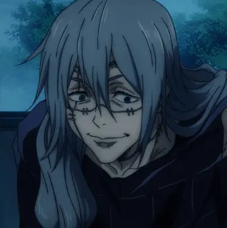 🇦🇼 b9c801b2 Mahito Jujutsu Kaisen Anime, Manga, Schurk, Grijs haar, Hechtingen whatsapp sticker