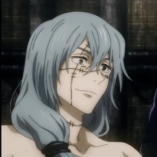 🕸 c5434dc7 Mahito Jujutsu Kaisen Anime, Personage, Mahito, Jujutsu Kaisen, grijs haar whatsapp sticker