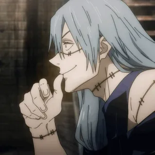 🕸 cfd354fc Mahito Jujutsu Kaisen anime, schurk, naaien, steken, smalend whatsapp sticker