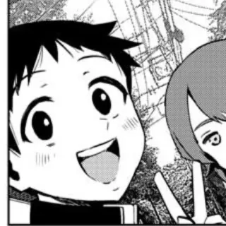 😃 0155b3ce Anime, Manga, Cartoon, Personnage, Signe de paix, Sourire, Enfant whatsapp sticker