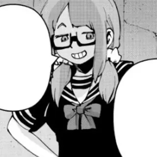 😏 1b1fcb80 fille anime, uniforme scolaire, manga, lunettes, nattes, suffisant, dessin animé whatsapp sticker