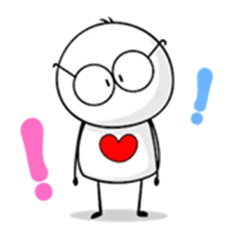 😳 580d57f8 adesivo, esclamazione, cuore, cartone animato, occhiali telegram sticker