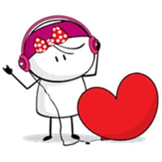 🎧 7d5df982 Cartone animato, Cuore, Carino, Cuffie, Amore telegram sticker