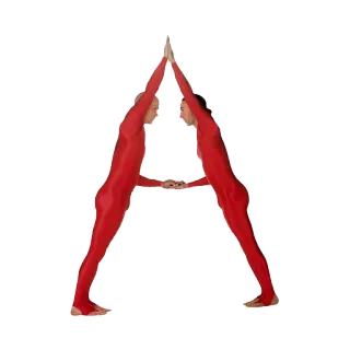 🅰 30a2fd74 Akrobat, Senam, Huruf A, Setelan merah, Alfabet manusia, Seni pertunjukan whatsapp sticker