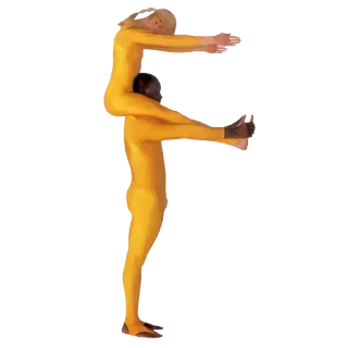 🅰 9a9507e3 huruf, F, orang, pose, kuning, tubuh whatsapp sticker