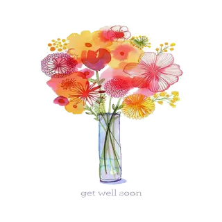 💐 338c2451 get well soon 꽃, 쾌유, 꽃다발, 꽃병, 수채화 telegram sticker
