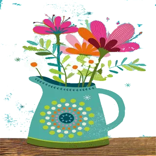 🌷 723b154d 꽃, 플로럴, 물병, 꽃병, 미술, 화려한, 봄 telegram sticker