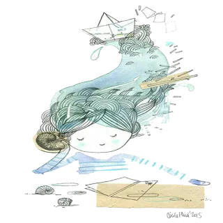 ⛵ 8cf96068 소녀, 화살표, 종이배, 바다, 기발한, 그림 telegram sticker