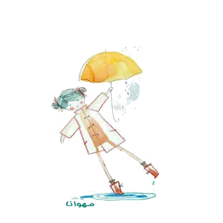 ☂ 92af0358 소녀, 우산, 비, 만화, 물웅덩이, 부츠 telegram sticker