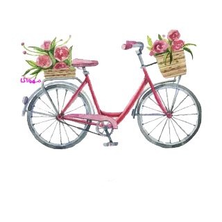 🚲 dd09f500 자전거, 꽃, 분홍색, 바구니 telegram sticker