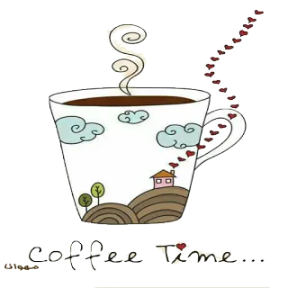 ☕ e3e8665e Coffee Time... 커피, 하트, 시간, 컵, 음료 telegram sticker