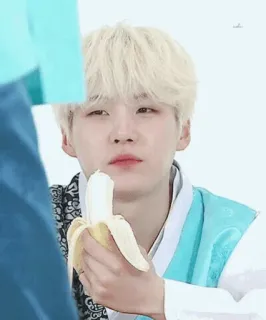 🍌 6db3fcfc person, banana, eating, blond hair telegram sticker