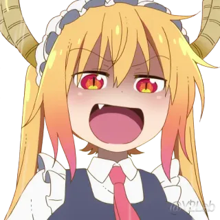 😈 102fc09f Tohru Miss Kobayashi's Dragon Maid Anime, Drago, Maid, Carino, Arrabbiato telegram sticker