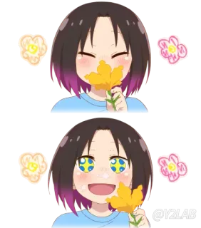 🌷 1d9f72dd @V2LAB anime, ragazza, fiore, emoji, cartone animato telegram sticker