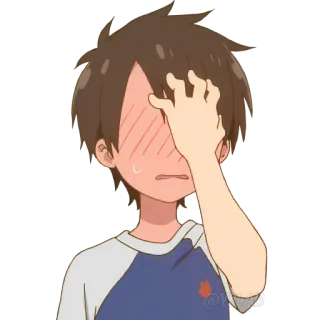🤦‍♂ 2a69067b anime, ragazzo, imbarazzato, arrossire telegram sticker