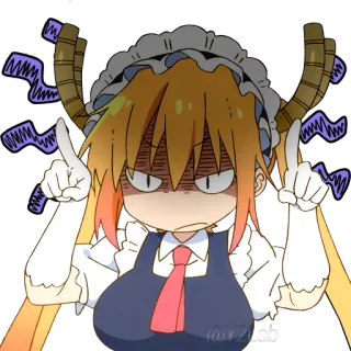 👿 cac317a1 Tohru Miss Kobayashi's Dragon Maid Anime, Drago, Maid, Tohru, Arrabbiato, Che indica telegram sticker