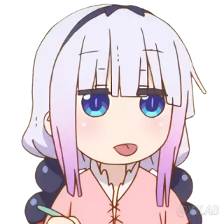 😛 d5ff0e4b Kanna Kamui Miss Kobayashi's Dragon Maid anime, drago, kanna, carino, kawaii, chibi telegram sticker