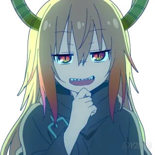 😈 fbd69c9c Tohru Miss Kobayashi's Dragon Maid Anime, Drago, Maid, Corna, Soddisfatto telegram sticker