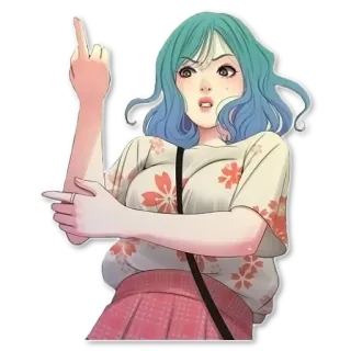 🖕 f594f5a3 dito medio, offensivo, gesto, donna, cartone animato whatsapp sticker