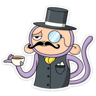 🧐 05d7e22d mono, sombrero de copa, monóculo, elegante, dibujos animados, pegatina telegram sticker