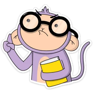 🤓 186a8119 mono, gafas, dibujo animado, libro, inteligente, nerd, pegatina telegram sticker