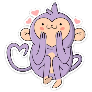❤️ 1f5ab50e dibujos animados, mono, lindo, animal, pegatina, corazones, morado telegram sticker