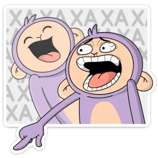 😲 28ebc94b XA Dibujo animado, Mono, Riendo, Señalando, Divertido, Pegatina telegram sticker